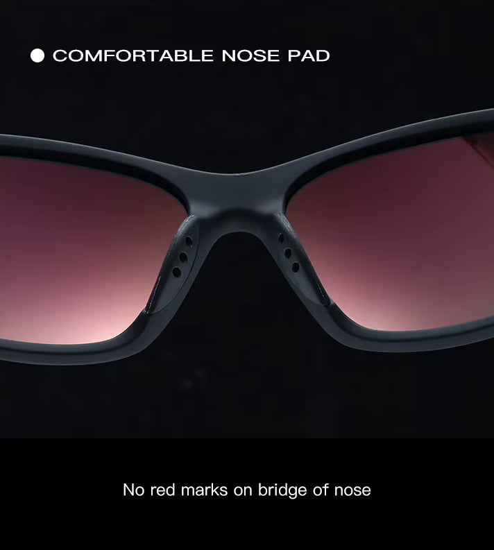 Sunglasses with a comfortable nose pad on a black background