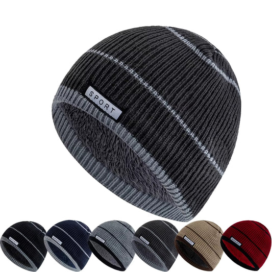 Grey knit beanie with 'Sport' label on a white background, shown in multiple colour options.