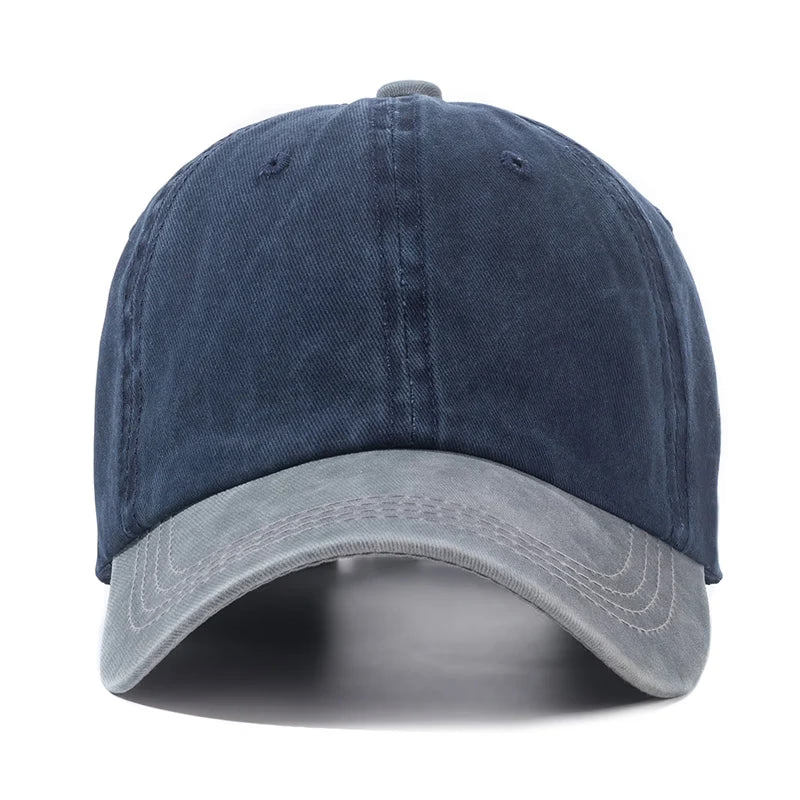 Two-tone grey blue baseball cap on a white background