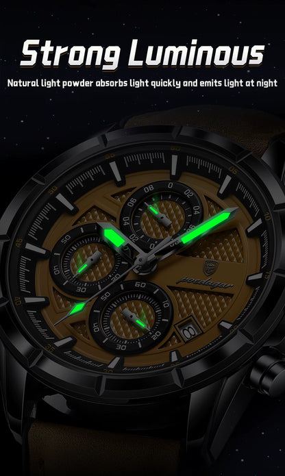 Watch with strong luminous feature on a dark background