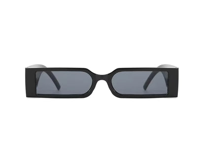 Black sunglasses with dark lenses on a white background