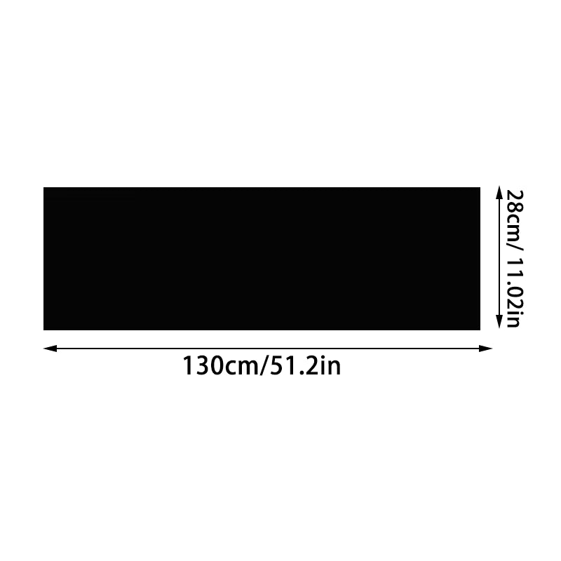 Rectangular black bar with measurements in centimeters and inches on a white background
