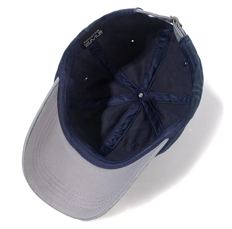 Grey and Navy cap on a white background